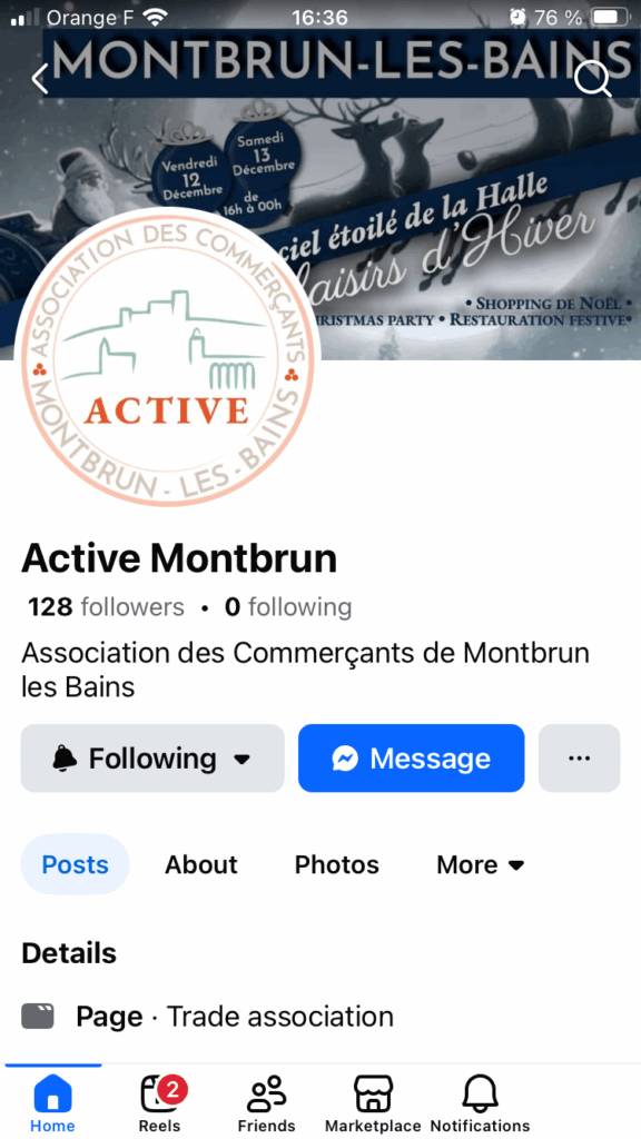 Image du compte facebook de l'association des commerçants de Montbrun-les-Bains 